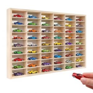 Creative Deco &Eacute;tag&egrave;re de Collection en Bois pour Petites Voitures &ndash; 54 Compartiments R&eacute;glables | 60 x 40 x 5,5 cm | Contreplaqu&eacute; Naturel | &Eacute;tag&egrave;re Murale Verticale pour Figurines (Creative Deco, neuf)