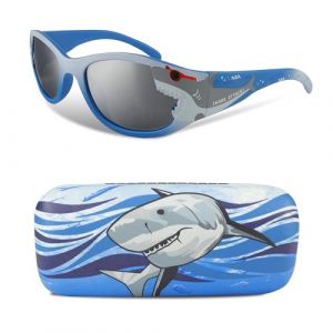 Beipegin Lunettes de Soleil Enfant,Requins Dinosaures Protection UV400 Lunettes Soleil et Etui Lunettes pour Gar&ccedil;on Filles (Bpeow eu, neuf)