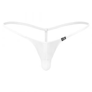 Oyolan Homme String Ficelle Sexy Transparent Mini Bikini Thong Jockstrap Gay Slip sous-vêtement Tanga G-String M-XXL Blanc M (Oyolan EU, neuf)