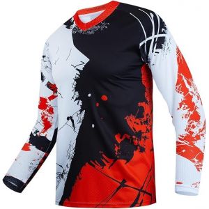 Maillot de cyclisme pour enfant - Maillot de v&eacute;lo de montagne pour gar&ccedil;ons et filles - &Eacute;l&eacute;ment de course - Maillots de sports motoris&eacute;s, Rouge, 8 ans (yidingdian, neuf)