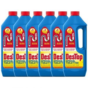 DESTOP Gel D&eacute;boucheur sp&eacute;cial toilettes - d&eacute;truit les bouchons des WC - avec javel - Lot de 6 x 1L (Stock Bureau Maison Bien-&ecirc;tre, neuf)