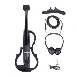 Violon &eacute;lectrique Silencieux Professionnel - Fibre de Carbone de qualit&eacute; sup&eacute;rieure, Ados & Adultes, Noir textur&eacute; (Qinqinzi, neuf)