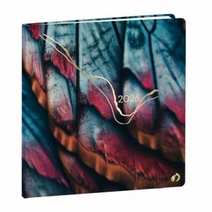 Quo Vadis - Agenda - 2026 - Ex&eacute;cutif - Semainier Planning - Fran&ccedil;ais - Hipsy - Papillon - Multicolore - 13 mois de d&eacute;cembre &agrave; d&eacute;cembre - 16x16 cm - Papier Clairefontaine blanc - Fabrication fran&ccedil;aise (KoolForYou, neuf)