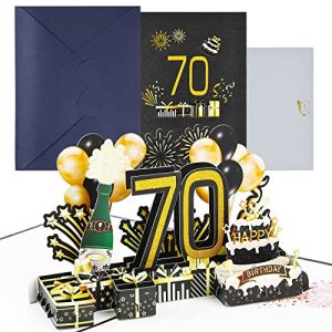 joyoldelf Carte Anniversaire 70 Ans - Carte Anniversaire 3D, Carte Pop up Anniversaire, Cartes de V&oelig;ux Avec Enveloppe Pour Femmes, Paternit&eacute;, Maman, Filles, Hommes, Amis, Famille, Compagnon (DOUKOU Store, neuf)