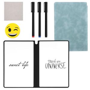 Cahier Effaçable a5, 24 x 16,5 cm Cahier Effaçable Réutilisable Tableau Blanc Effaçable à Sec Carnet Effaçable pour Affaires Maison Bureau (Bleu Clair) (Jenniy, neuf)