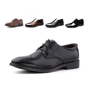 Hitmars Chaussure Derby Homme à Lacets Chaussure Ville Cuir Vernis Brogues Casual Oxfords Mariage Business Classique FL1811 Noir Taille 44 (FEILALI, neuf)