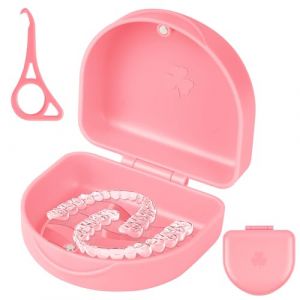 OFFCUP Bo&icirc;te pour Appareil Dentaire, &Eacute;tanche Bo&icirc;te Gouttiere Orthodontique Portable avec Design Ray&eacute; Antid&eacute;rapant, Bo&icirc;te de Rangement Accessoire Orthodontie pour Aligneurs Goutti&egrave;res Bagues(Rose) (HOOCHE, neuf)