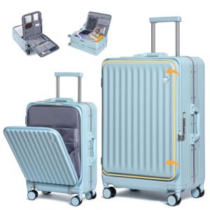 Sea choice Valise Set 2 Rigides 55+75cm &agrave; Coque Rigide &agrave; Ouverture Frontale Polycarbonate Valise de Voyage l&eacute;g&egrave;re en Aluminium avec serrures TSA, Porte-gobelet, Chargeur USB (Sunya EU, neuf)
