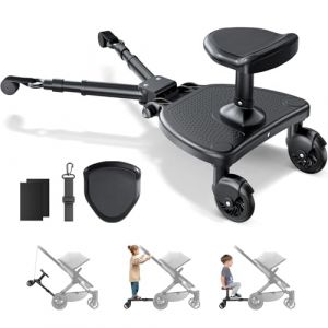 JoyCushy Planche Poussette Universelle avec Grand Siège, Marche Pied Poussette Universelle, Skate Poussette Compatible Avec 99% des Poussettespour, pour Enfants de 2 à 6 Ans (25KG) (QQQ_c, neuf)