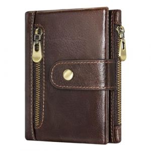 HNOOM Portefeuille Homme Cuir Veritable Porte Monnaie Homme avec RFID Blocage Bifold Porte Feuilles pour Homme avec 14 Porte Carte Cr&eacute;dit et 2 Zip Poche &agrave; Monnaie (Caf&eacute;) (HNOOM, neuf)