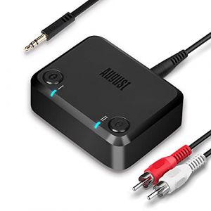 August MR270 - Transmetteur Bluetooth TV 5.0 aptX Low Latency Dual Link - sans Fil Multipoint Double pour 2 Casques & Enceintes - Jack 3.5mm Optique Toslink RCA, Batterie, Mini, Faible Latence (Daffodil   FR, neuf)