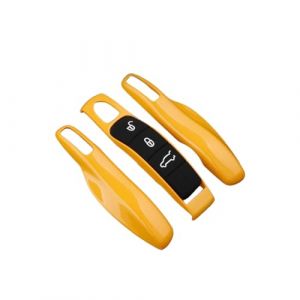 Happyit Clé Key Cover Étui Coque télécommander pour Porsche Panamera Spyder Carrera Macan Boxster Cayman Cayenne 911 970 981 991 (Jaune) (Happyit66, neuf)