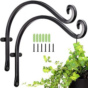 Bhina 2 Pi&egrave;ces Panier Mural Forg&eacute; Main,Crochet Plantes Robuste,Crochet Suspension Plante Fer,avec Vis,Utilis&eacute; pour Mangeoires d'oiseaux,Carillons &Eacute;oliens,Lanternes,D&eacute;coration De La Maison De Campagne (Yaelly, neuf)