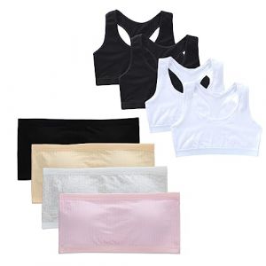 Surakey Soutien-Gorge Filles sous-V&ecirc;tements sans Bretelles,Coton Soutien-Gorge Respirant Fille,Invisible Coussinet Amovible,10-14Ans Adolescente Brassiere Remboure Tour Poitrine Taille Unique Type 3 (Surakey, neuf)