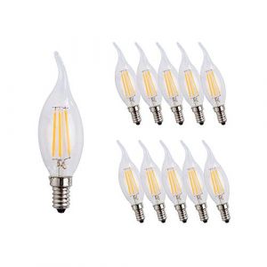 ENGEYA Ampoule LED Filament 4W, Forme Flamme, Ampoule E14 Petite Vis Edison, Equivalent 40W, Blanc Chaud 2700K/400 Lumens,AC 220-240V, Non Dimmable, Lot de 10 (Engeya, neuf)