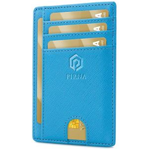 Porte Carte Bancaire Fin et Petit, Portefeuille pour Hommes et Femmes avec Pochette d'argent & Bo&icirc;te-Cadeau, Porte-Cartes de Cr&eacute;dit RFID, Porte Carte Bancaire Anti Piratage pour Homme - Bleu Ciel (PIRNA, neuf)