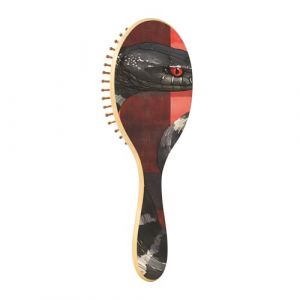 Brosse à cheveux en bois noir serpent rouge Buffalo Check Paddle pour femme Brosse à cheveux en bois naturel pour femme (GuiMinG, neuf)