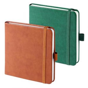 HOMEMARS Carnet de Notes, Pointillé, Petit Carnet, Petit Cahier, 2 Paquet, Cahier de Note, 12 cm x 12cm, 200 Pages Chacune, Cuir végétalien, Vert Marron, Carnet de Voyage (Homemars Direct, neuf)