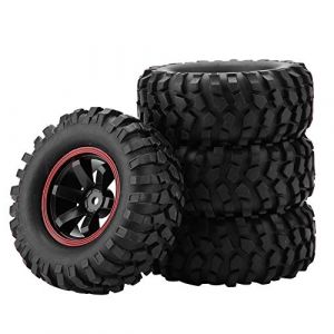 Pneu de Voiture RC, 4Pcs 6 Trous de Roue Pneus de Roue en Caoutchouc Pneu de Roue Accessoire RC avec moyeux pour 1/10 Échelle RC sur chenilles Camion Tout Terrain Modèle d (Zumero, neuf)