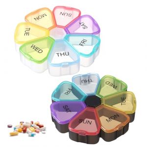 2 Pilulier Semainier Matin et Soir, Pilulier Voyage, Compartiment&eacute;s Individuellement, Marquage Clair du Jour de La Semaine, Transparents Et &Eacute;tanches &agrave; L'humidit&eacute; (SIA KHERO, neuf)
