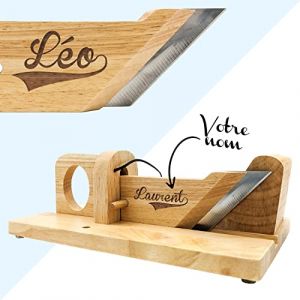 KDO MAGIC - Guillotine Saucisson personnalis&eacute; - Trancheuse grav&eacute;e avec votre texte - Guillotine ap&eacute;ro Personnalisable - Cadeau Papa, Homme, No&euml;l - Id&eacute;e cadeau f&ecirc;te des p&egrave;res (Mod&egrave;le Pr&eacute;nom) (KDO-MAGIC, neuf)