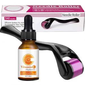 agctrler Kit de micro-aiguilles à la vitamine C avec sérum à la vitamine C, rouleau derma roller 0,5 mm avec sérum à la vitamine C, rouleau derma 540 en titane, taches pigmentaires et élimination des (RKL-go, neuf)
