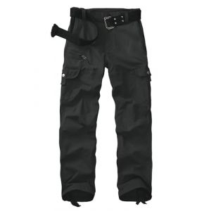 yeyity Pantalon cargo pour femme - Pantalon de randonnée - Pantalon d'extérieur en coton - Pantalon de travail - Coupe décontractée - Pantalon de trekking - Pantalon militaire - Streetwear, noir/gris (pudu uk, neuf)