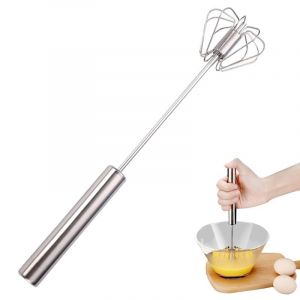 Batteur à main, fouet semi-automatique en acier inoxydable, batteur à œufs semi-automatique rotatif, mélangeur à main, outil d'agitation pour la cuisine, le lait d'œufs à la maison (14in) (CLRZOL FR, neuf)