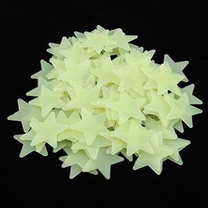 OUKENS 100 Pcs Glow in The Dark Luminous Stars,3D Fluorescent Noctilucent Plastic Wall Stickers Murals Stickers for Home Art Decor Plafond Mur Décorer Kids Babys Bedroom Room Decorations (Zearte, neuf)