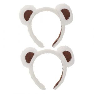 COLLBATH 2 Pi&egrave;ces Serre-t&ecirc;te Oreilles Ours Furry pour Femmes Adultes Bandeau Peluche Halloween et Cosplay Accessoire Maquillage et Lavage Visage Blanc (JianLui, neuf)