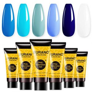 BURANO Poly extension gel Nail set, 6 couleurs d'ongles Poly Nails Builder gel set pour débutants et professionnels, Poly Nails gel set DIY starter set Nail Art gift (blue) (BURANO Direct, neuf)