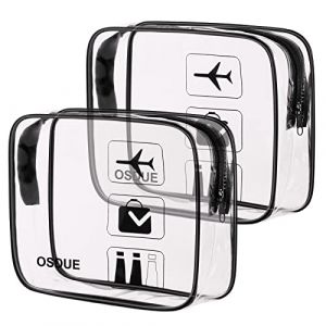 OSDUE Trousse de Toilette Transparente, 2 Pi&egrave;ces Kit Voyage Avion, PVC &Eacute;tanche Trousse de Toilette Voyage pour Homme et Femme Sac de Rangment Avion Transparente Maquillage, Noir (PLUM-MARKETING, neuf)
