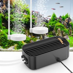 Weinsamkeit Bulleur Aquarium 5W Silencieuse, Nano Silent Mini Pompe à Air Aquarium avec 2 Sorties, Débit Réglable, Pompe à Oxygène Puissante avec Clapet Anti-Retour pour Poissons et Crevettes, <40 DB (XARAGMA AIR LIMITED, neuf)
