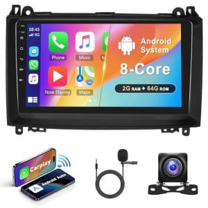 8 Core 2G+64G Android Autoradio 2 Din pour Mercedes Benz A/B/V Class B200 W245 W169 W639 Vito Viano W906 Sprinter 9 Pouces Autoradio avec Apple Carplay Android Auto Navi GPS WiFi Bluetooth FM/RDS/Dab (Rimoody Direct, neuf)