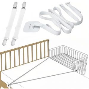 VEOIRXU 8m Sangle pour Lit de B&eacute;b&eacute; avec 2 Housse &Eacute;lastique Tendeur R&eacute;glable Fixation de Lat&eacute;ralefixation Lit D'Appoint Sangle Garde Lit Lat&eacute;rale Universel Sangle pour Lit &agrave; Sommier Tapissier (SHI TONGYANG DE DIAN, neuf)