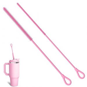Goupillon Paille Silicone, 2 Pièces Brosse Paille Réutilisable pour Pailles Verre pour Paille en Verre, Métal, Smoothie et Gobelet, Diamètres 6 mm + 9 mm (Rose) (DALINA SERVCOMIMPEX S.R.L., neuf)