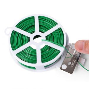 KINGLAKE 50m Fil de Fer Jardin Vert- Attache Plante Grimpante avec Cutter, Fil Plastifi&eacute; Soft, Fil Torsad&eacute; pour Plantes, Vignes, Arbustes et Fleurs (JH Gardening, neuf)