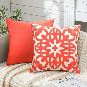 Lot de 2 Housses de Coussin P&ecirc;che Corail Housse de Coussin en Super Doux Taie d'oreiller Mandala Mod&egrave;le Housse Coussin D&eacute;coratif Housses de Coussins pour Salon Chambre Lit Chaises Jardin 50x50cm (EULeeLance, neuf)