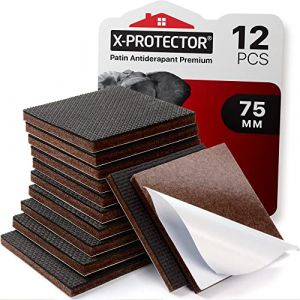 Patin antiderapant X-PROTECTOR - 12 pcs 75 mm Patin Caoutchouc Premium - Patins Antid&eacute;rapants Autocollants - Patin en Caoutchouc - Anti D&eacute;rapent Meuble - Id&eacute;al pour la fixation en place des mobiliers! (HOUSE TECHNOLOGIES LTD, neuf)