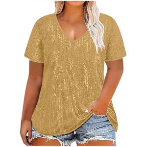 Haut &agrave; Paillettes Femme Grande Taille Chemisier &agrave; Paillettes Soir&eacute;e Disco Brillante Chemises Manche Longue Blouse Chic &Eacute;l&eacute;gant T Shirt Glitter Soir&eacute;e Disco Tunique Tops Tenue de Fete Pas Cher (⭐⭐⭐⭐⭐AEGJEGVD⭐⭐⭐⭐⭐, neuf)