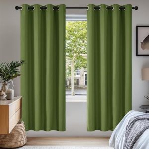 Deconovo Rideaux Occultants Isolant Thermique Anti Froid, Design Moderne à Oeillets, Rideaux pour Salon et Chambre, 140x220 CM (Largeur x Hauteur), Vert d'herbe, 2 Pièces (Deconovo-Home, neuf)