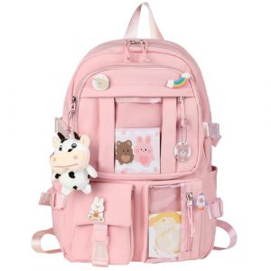 HORHEAR Sac &agrave; dos Kawaii pour L'&eacute;cole, Sac &agrave; dos Mignon avec Accessoires Kawaii, Broche et Pendentif,Animal en Peluche(Style-2-Bleu profond) (HORHEAR-EU, neuf)