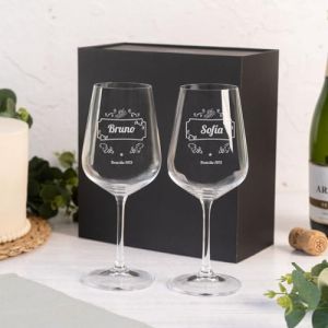 Wanapix | Pack 2 Verres à Vin Personnalisés | Boîte Cadeau Incluse | Verre à Vin en cristal gravés | Pack de Verres Vin en cristal Bohème personnalisables | Reserve (Wanapix, neuf)