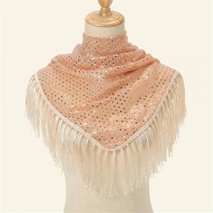 Bandeau Foulard à Cheveux Floral pour Femmes Écharpe triangulaire à carreaux à longs pompons et paillettes for printemps et été, écharpe triangulaire classique ajourée de couleur unie Accessoires pour (jianjizhouquhaolekuajingdianshangltd, neuf)