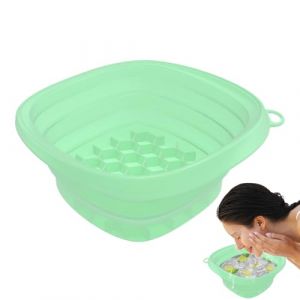 Bol de bain de glace pour le visage &ndash; Bassin de plong&eacute;e &agrave; froid pliable en silicone, bol de lavage du visage &agrave; glace r&eacute;utilisable avec plateau cubique int&eacute;gr&eacute; | Outil de soin rafra&icirc;chissant pour spa, (rxhylkjyxgs, neuf)