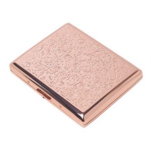 Étui à cigarettes en métal vintage - Étui à cigarettes à clip à ressort ouvert double face pour cigarettes 18-20 100 mm (Rose gold) (JIACHENGWUJIN, neuf)