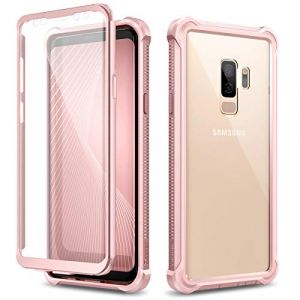 Dexnor pour Coque Samsung Galaxy S9 Plus Pare-Chocs en Silicone Antichoc boîtier Housse Étui de Protection intégrale à 360 Panneau arrière Transparent Anti-Rayures Protecteur d'écran intégré - Rose (Jetcco, neuf)