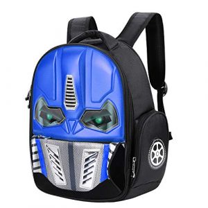 LONTG Sac à Dos Enfant 3D Transformers Sac à Dos Étanche Garçon Fille Sacoche d'écolier Lumineux Mode Créativité Sac Bandoulière en Nylon Cartable de Voyage Camping Randonnée Convient âgé de 5-10ans (LONGTENGUK, neuf)
