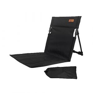 MagiDeal Chaise de plage pliante avec support dorsal, coussin de chaise pliable pour blanchisseur, siège de chaise de stade pour jardin, cour, noir (Grand Plaisir 360, neuf)