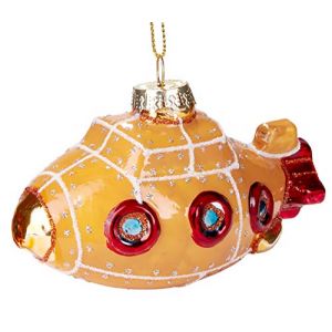 BRUBAKER - Suspension pour Sapin de No&euml;l - Bateau sous-Marin Jaune - Boule en Verre Souffl&eacute; - Peinte &agrave; la Main - Dr&ocirc;le & Originale - D&eacute;coration Arbre de No&euml;l - 10,7 cm (BRUBAKER (Der Schnellversender!), neuf)